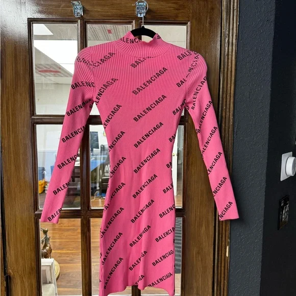 Balenciaga | Dresses | Balenciaga Long Sleeve Mini Pink Dress | Poshmark